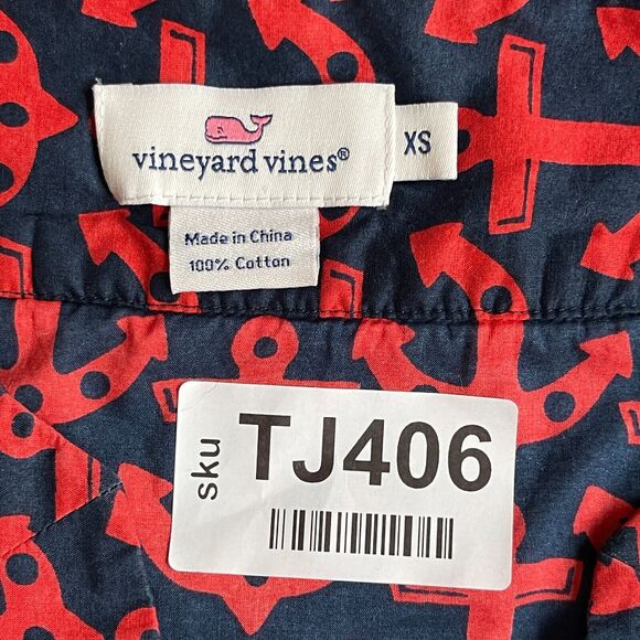 Vineyard Vines Top Women Size XS Red/Blue Anchor Print Pullover 100% Cotton - Picture 7 of 11